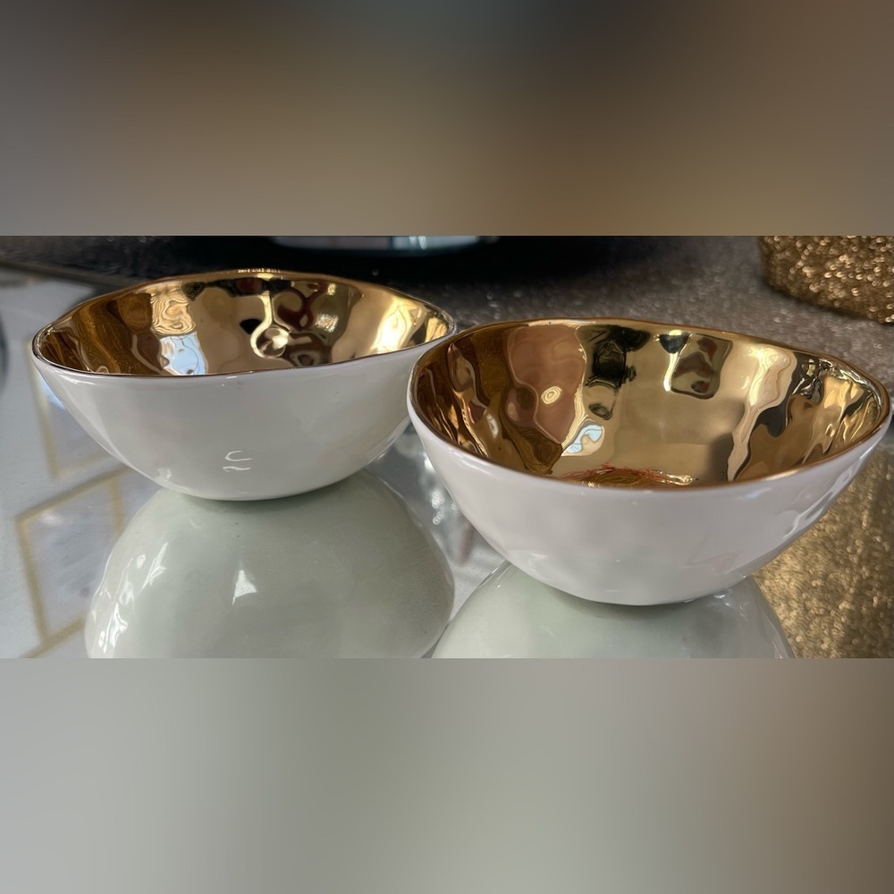 Gold and White GOLD SMALL BOWL (SET OF 2